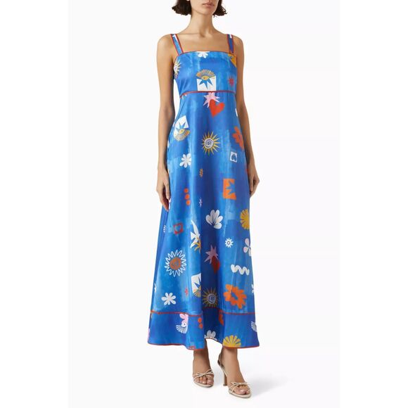 LA MAISE STUDIO Ria‎ Satin Resort Maxi Dress NWT Small - Picture 1 of 6